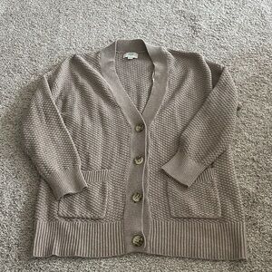 Aerie Taupe Button-Up Cardigan
